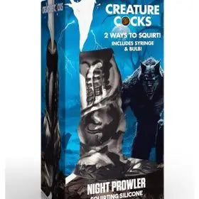 Creature Cocks Night Prowler – Squirting Silicone Penis Enhancer (Silver/Black)