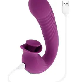 Deep Ecstasy™ – Vibrador Rabbit de Silicona Premium con Empuje y Estimulador Clitorial (Recargable)